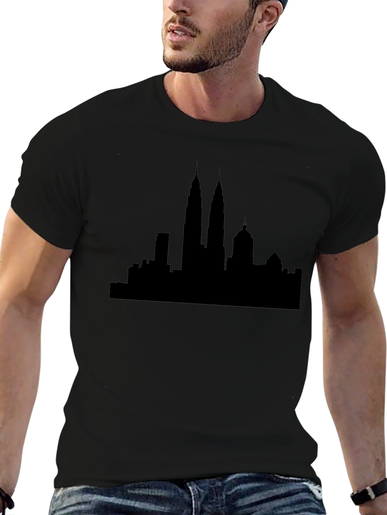 Kuala Lumpur Skyline Graphic Tee - Black Cotton T-Shirt