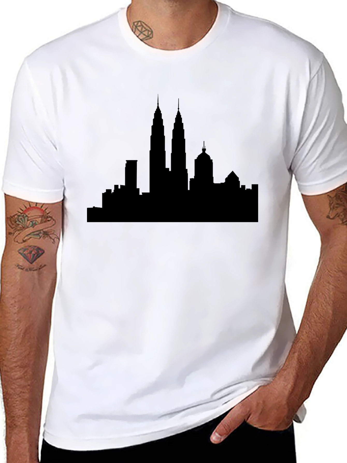 Kuala Lumpur Skyline Graphic Tee - Black Cotton T-Shirt