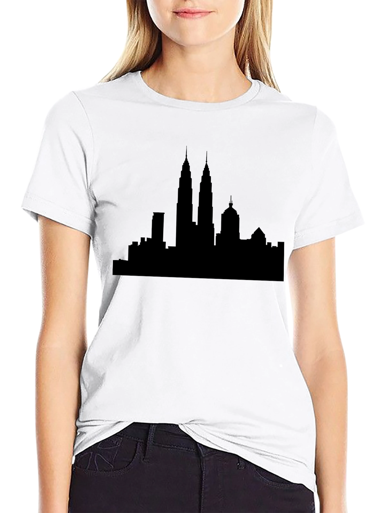 Kuala Lumpur Skyline Graphic Tee - Black Cotton T-Shirt