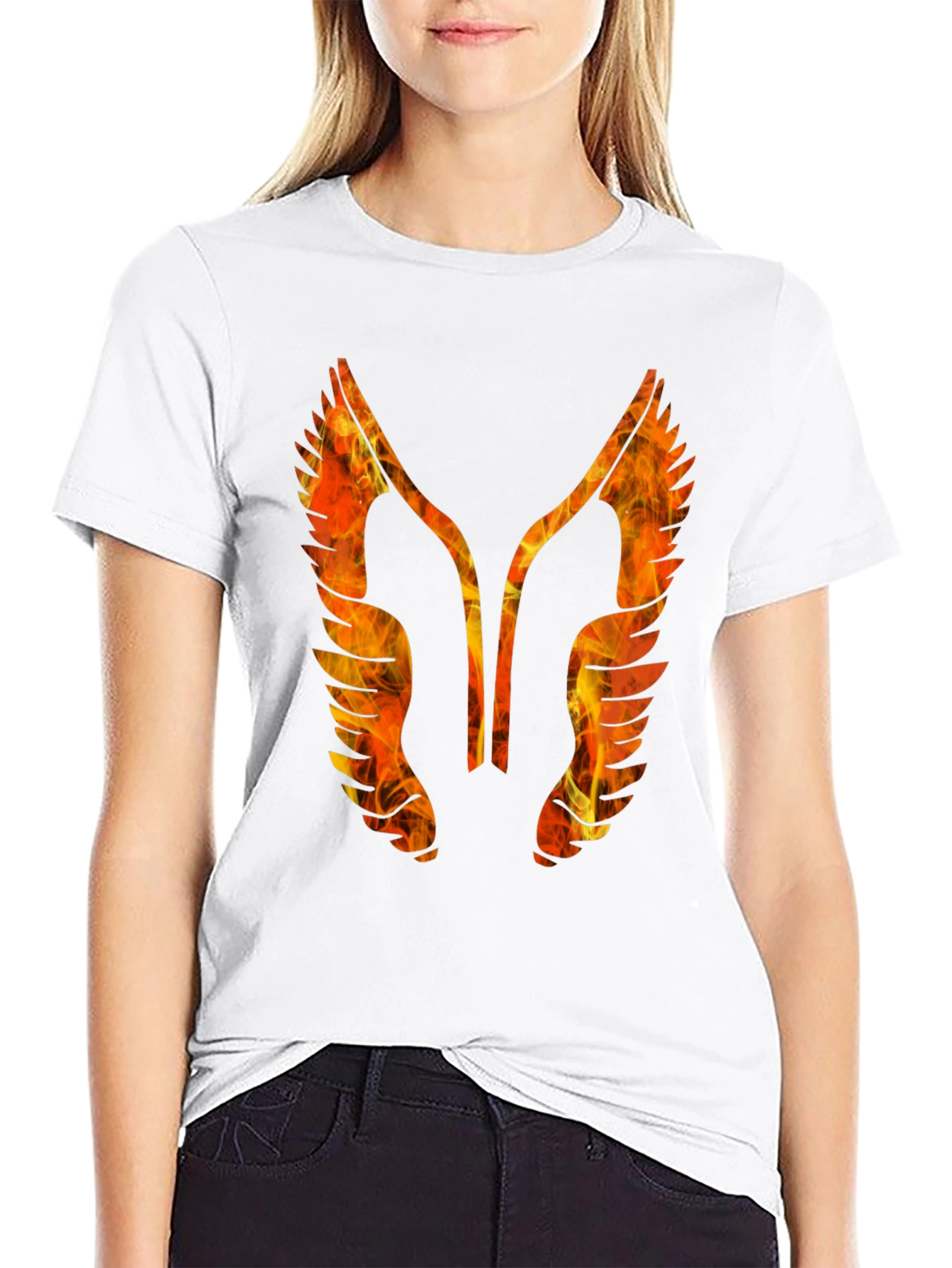 Fiery Winged Graphic Tee - Bold Black T-Shirt