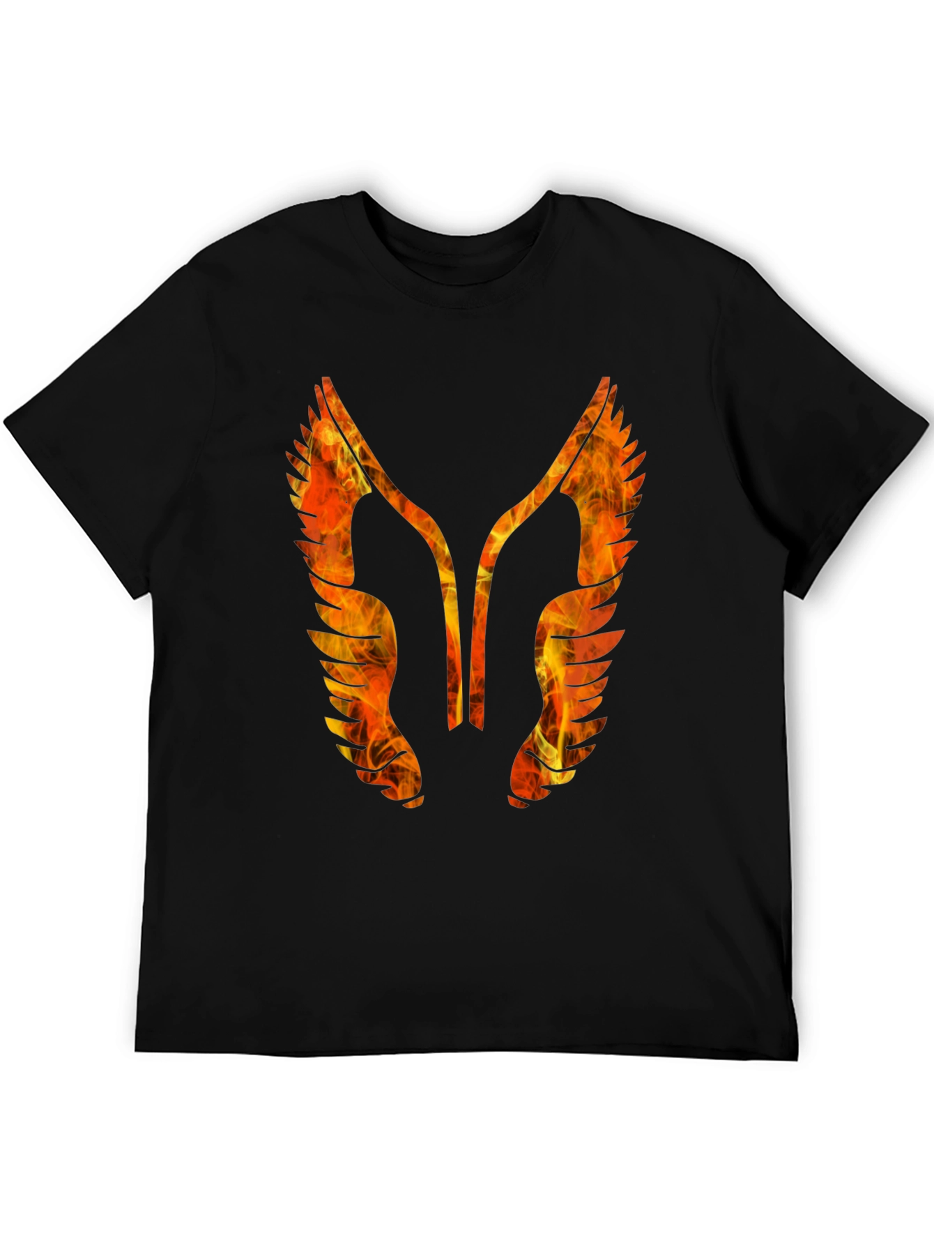 Fiery Winged Graphic Tee - Bold Black T-Shirt