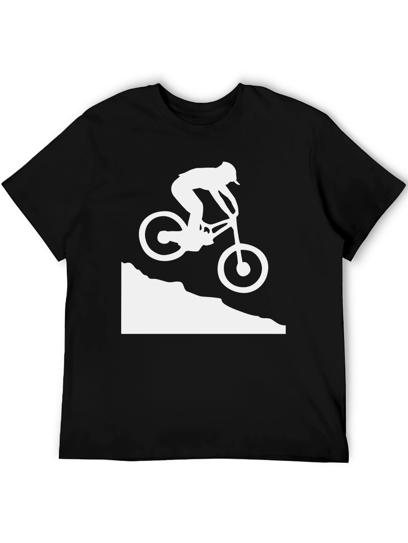 Mountain Biking Silhouette Graphic Tee - Black