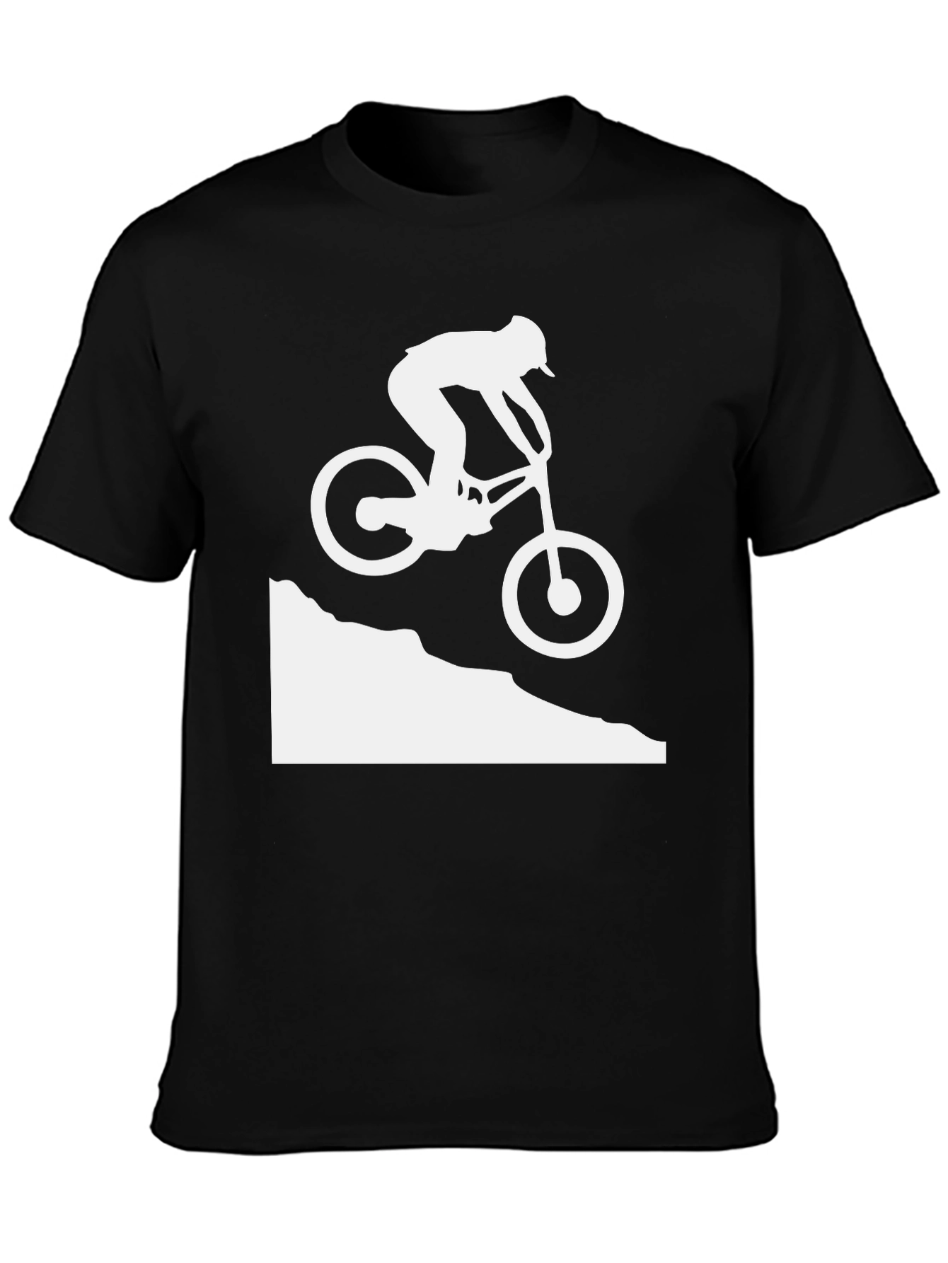 Mountain Biking Silhouette Graphic Tee - Black