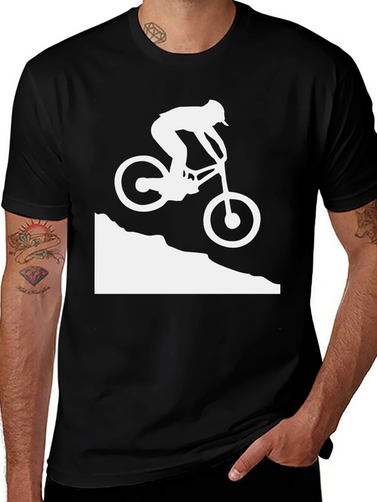 Mountain Biking Silhouette Graphic Tee - Black