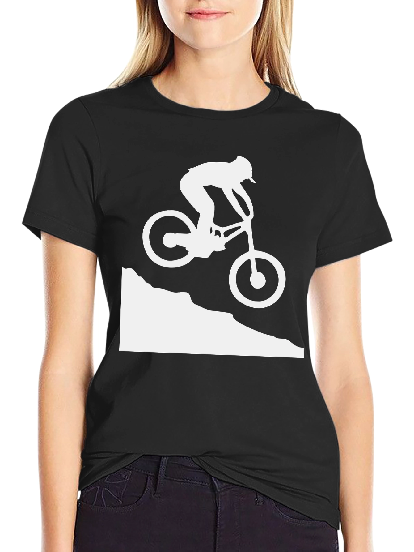 Mountain Biking Silhouette Graphic Tee - Black