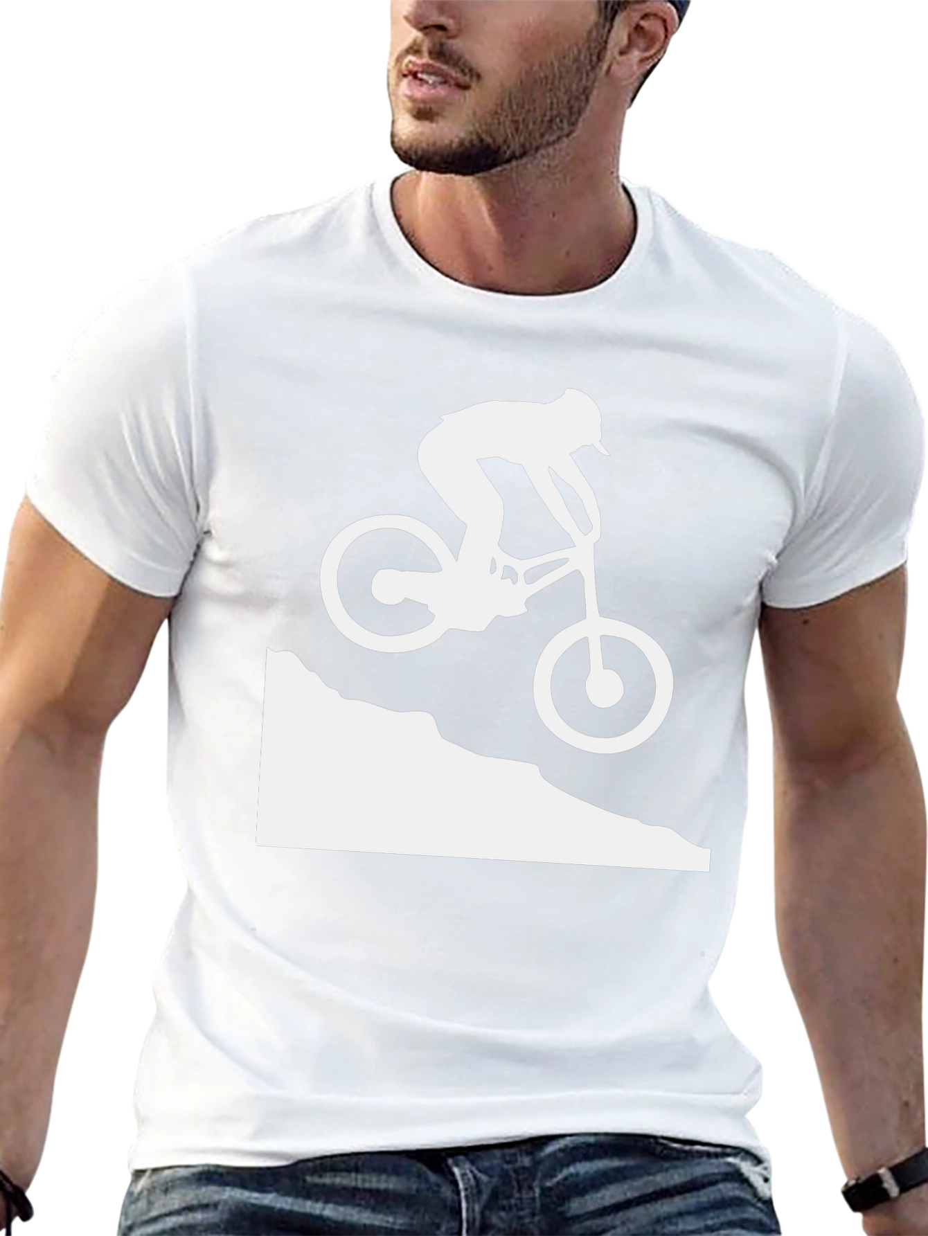 Mountain Biking Silhouette Graphic Tee - Black