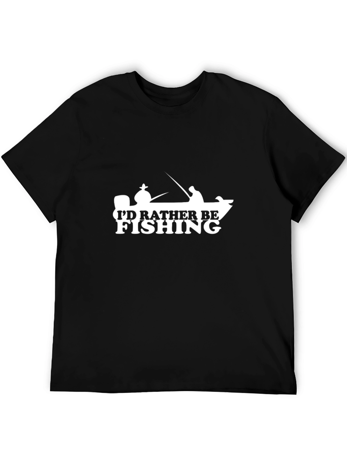 Id Rather Be Fishing T-Shirt - Crew Neck Black