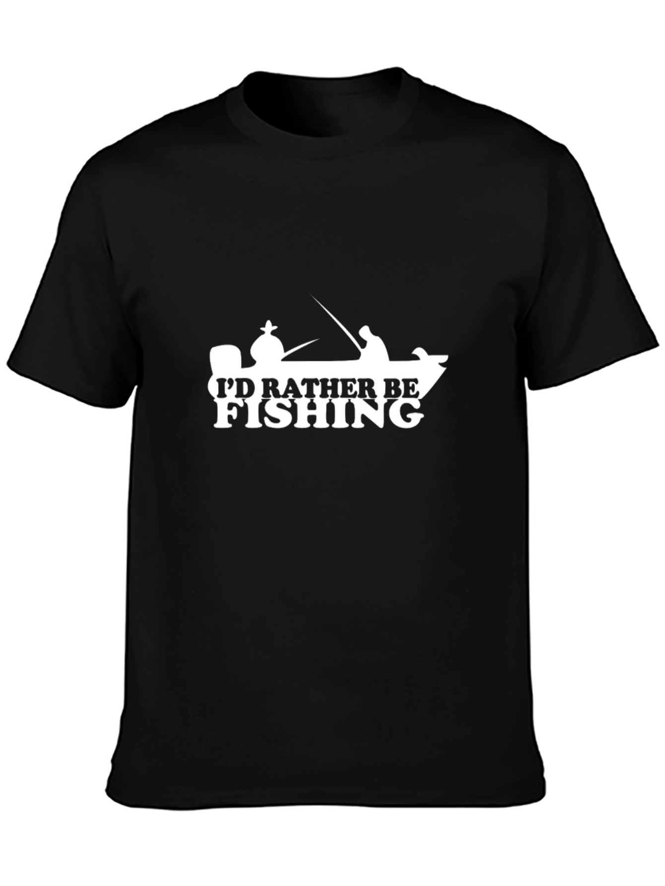 Id Rather Be Fishing T-Shirt - Crew Neck Black