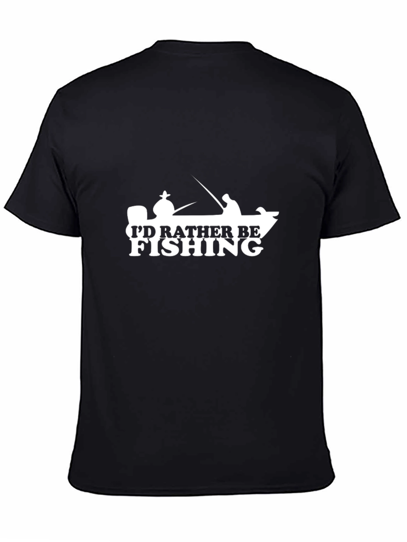 Id Rather Be Fishing T-Shirt - Crew Neck Black