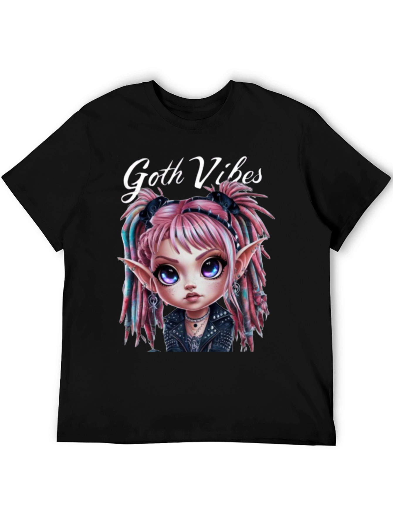 Goth Vibes T-Shirt - Edgy Cartoon Fairy Graphic