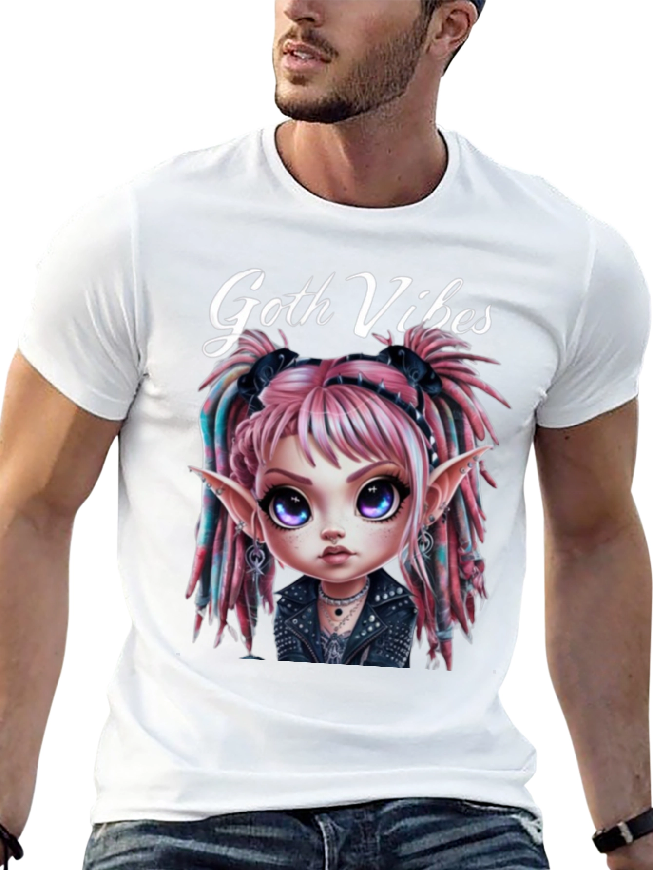 Goth Vibes T-Shirt - Edgy Cartoon Fairy Graphic
