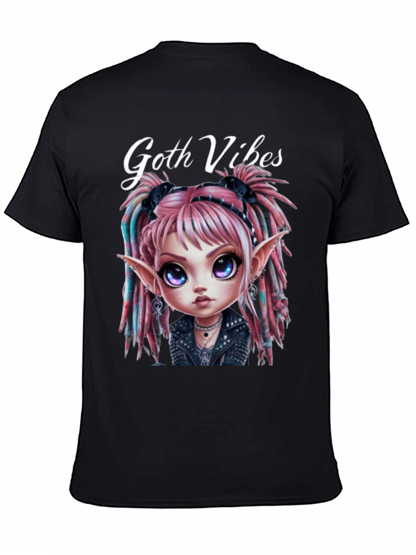 Goth Vibes T-Shirt - Edgy Cartoon Fairy Graphic