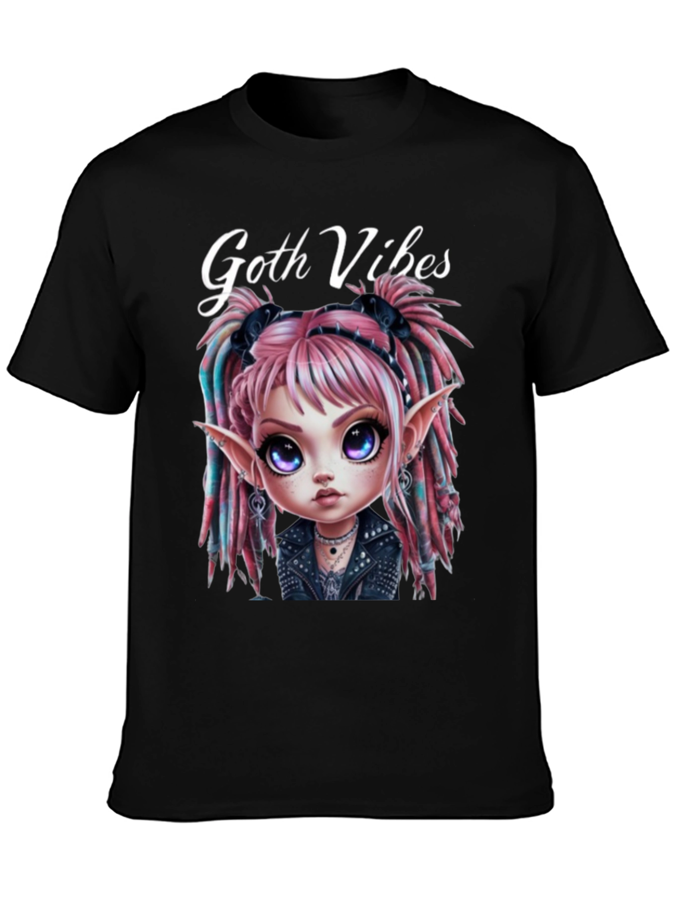 Goth Vibes T-Shirt - Edgy Cartoon Fairy Graphic