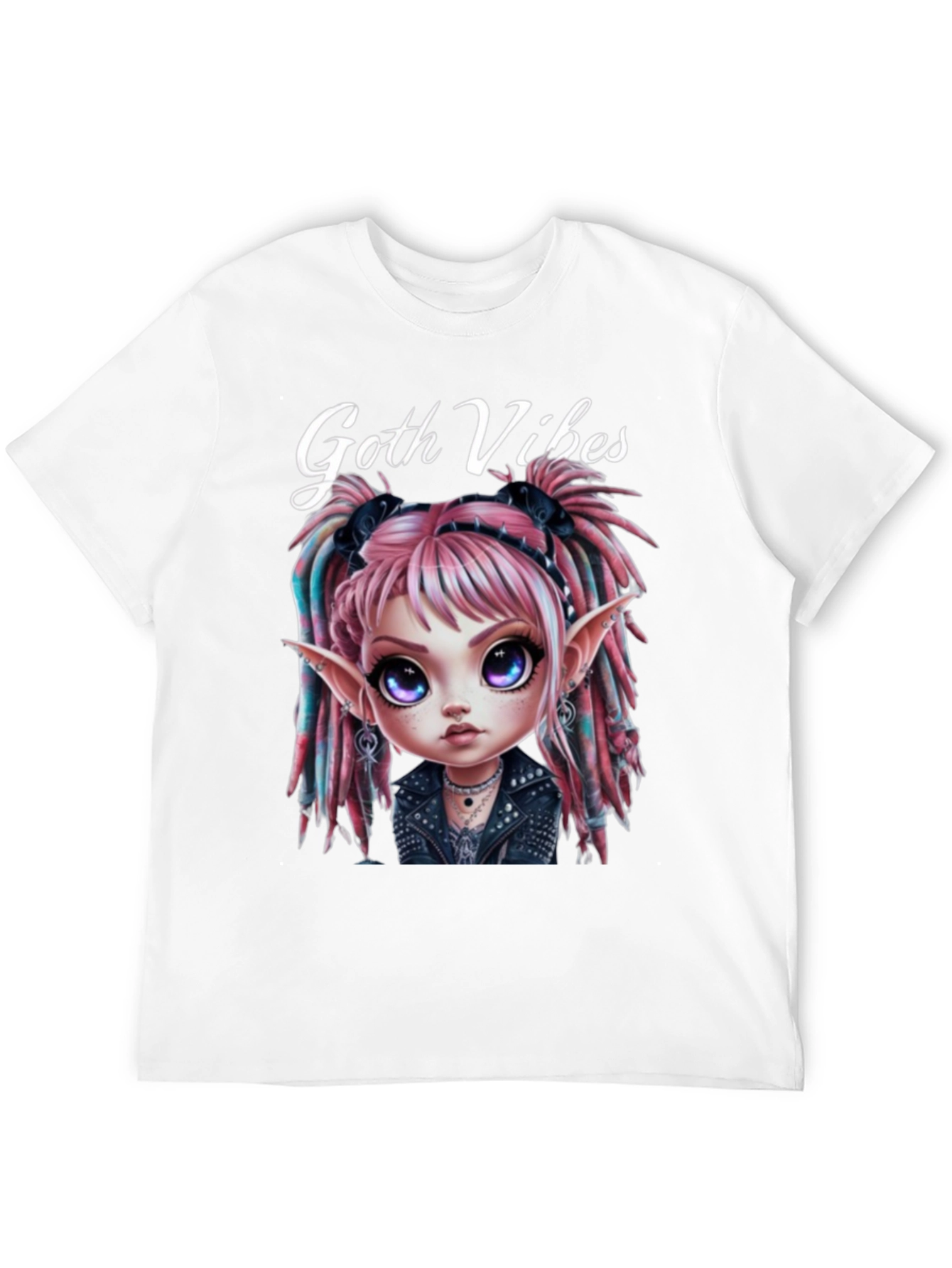 Goth Vibes T-Shirt - Edgy Cartoon Fairy Graphic
