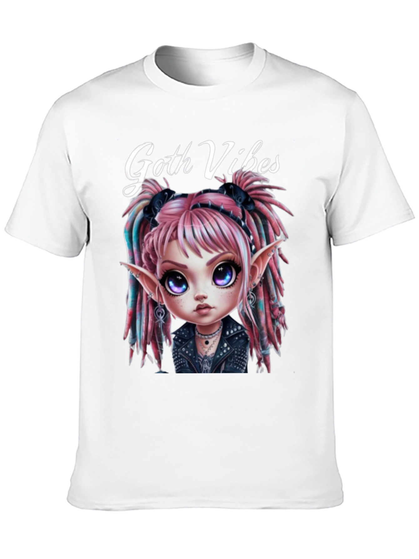 Goth Vibes T-Shirt - Edgy Cartoon Fairy Graphic