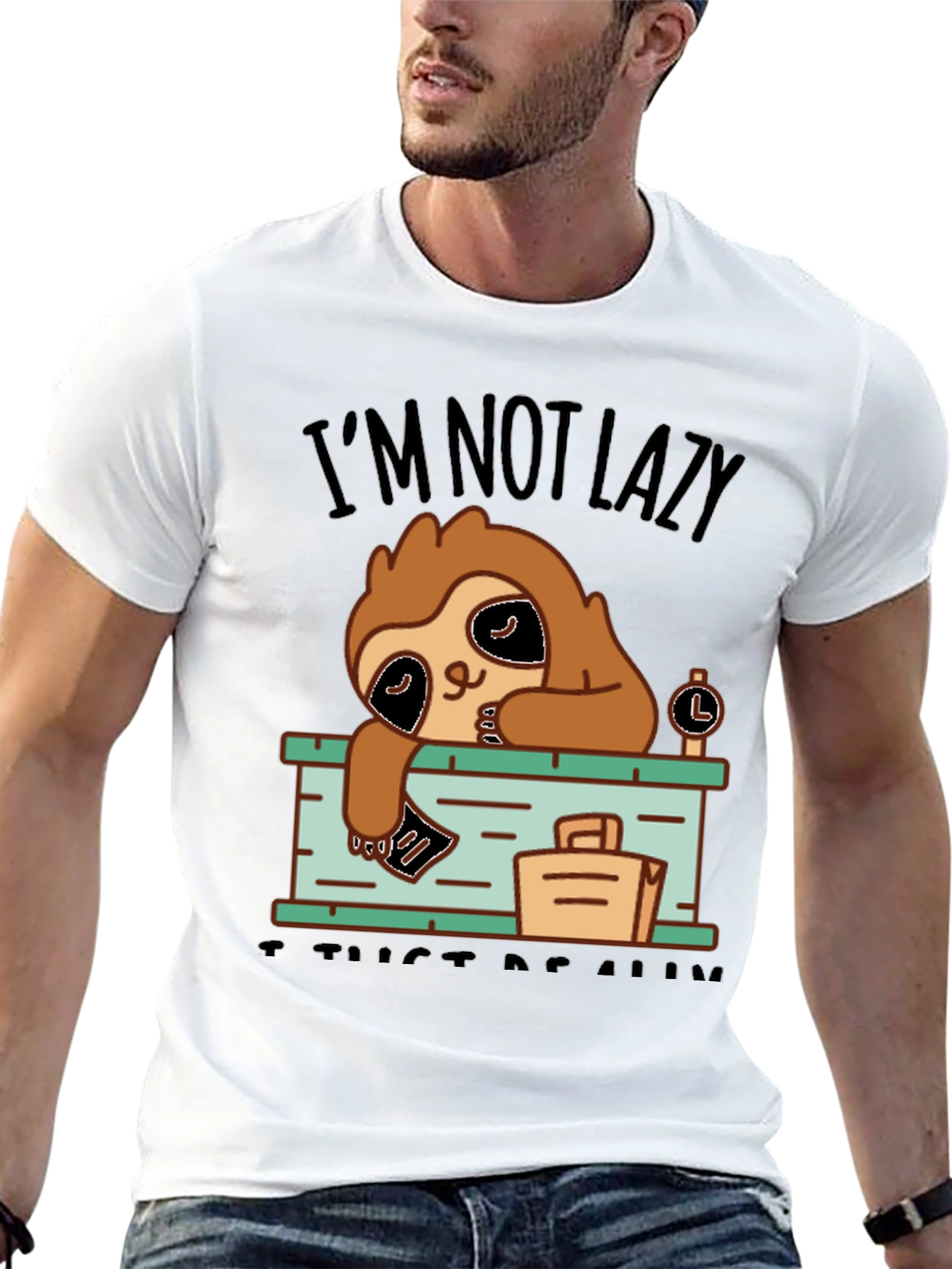 Lazy Sloth Graphic T-Shirt - Funny Novelty Tee