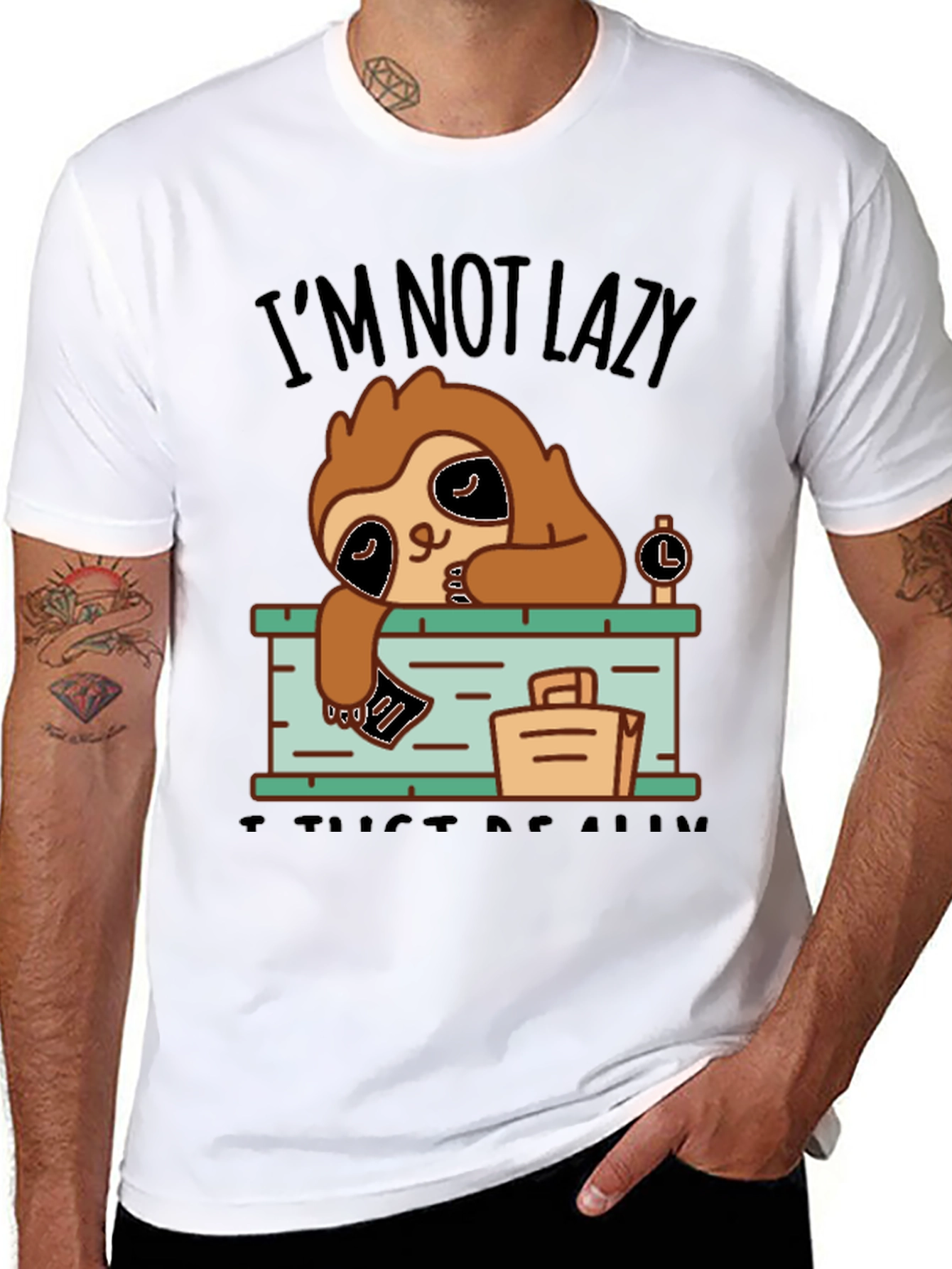 Lazy Sloth Graphic T-Shirt - Funny Novelty Tee
