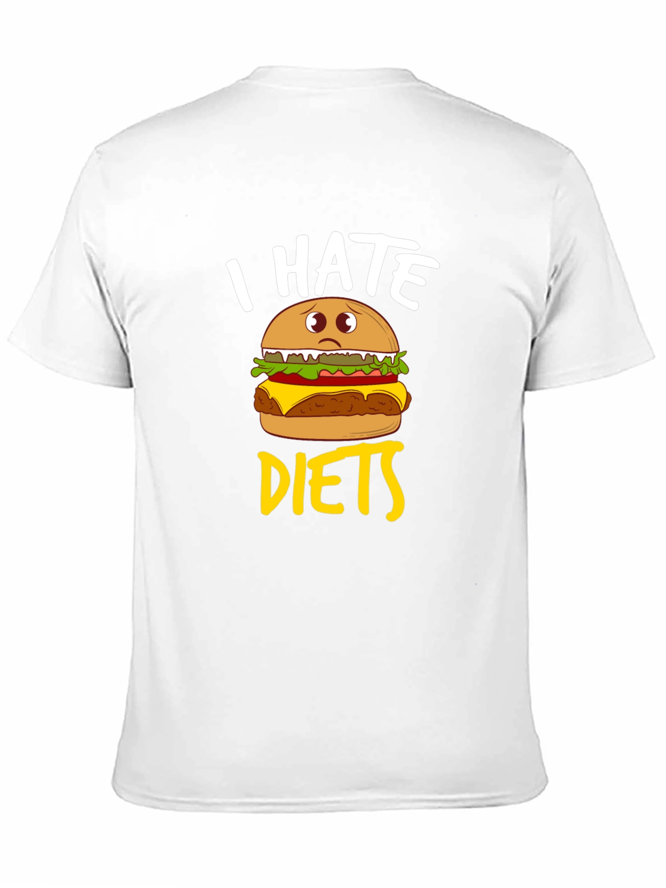 I Hate Diets Funny Burger Graphic Mens Black T-Shirt