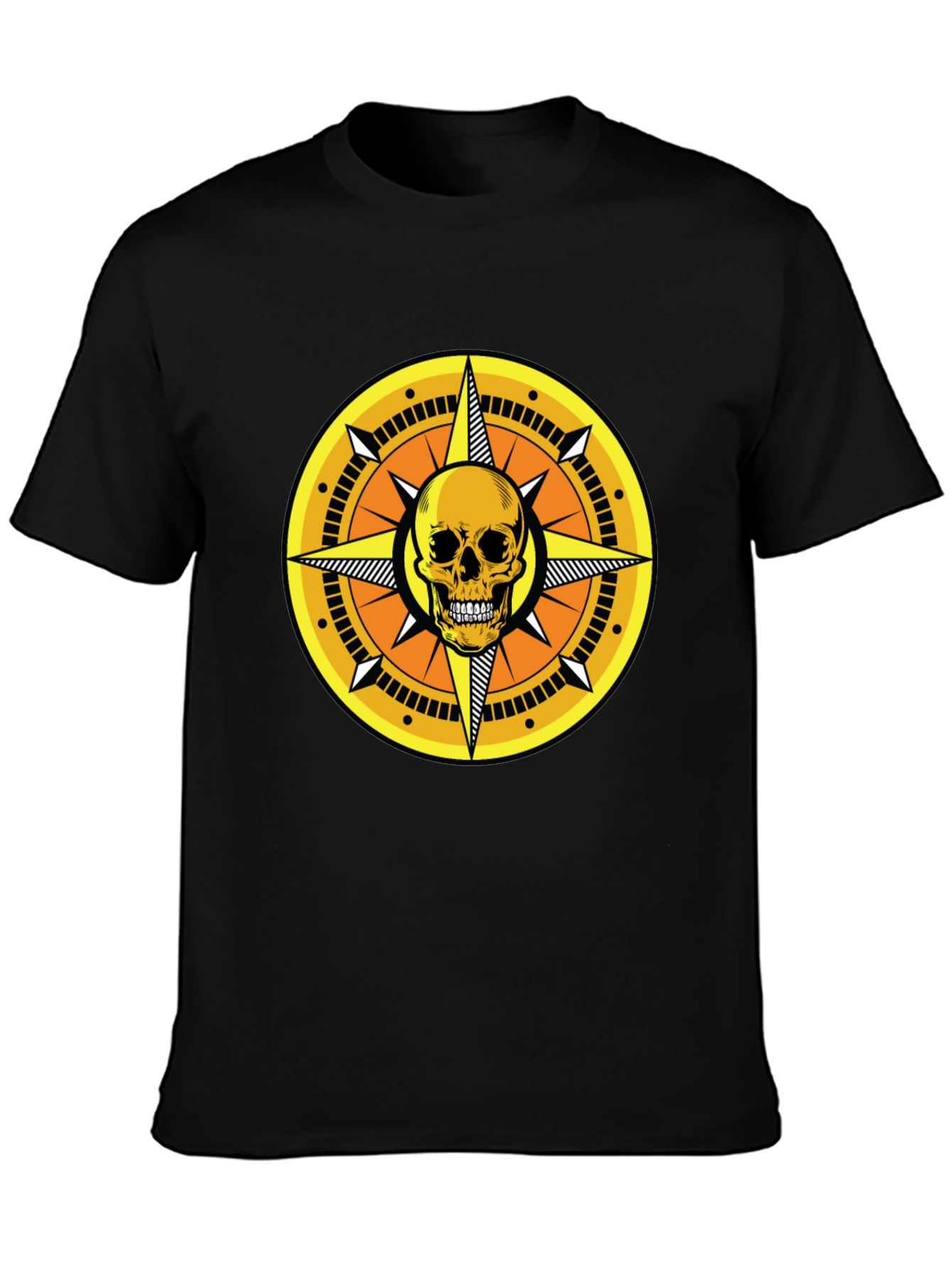 Skull Compass Graphic Tee - Stylish Mens Black T-Shirt