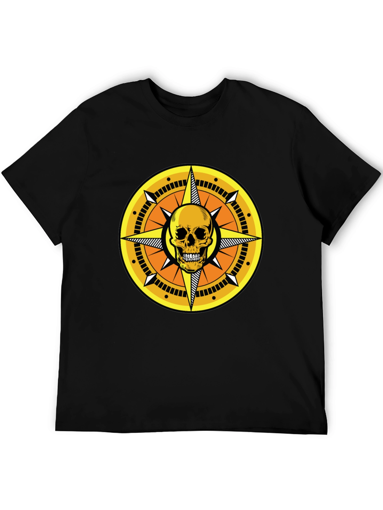 Skull Compass Graphic Tee - Stylish Mens Black T-Shirt