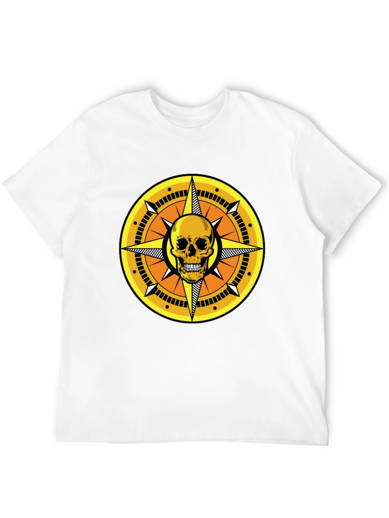 Skull Compass Graphic Tee - Stylish Mens Black T-Shirt