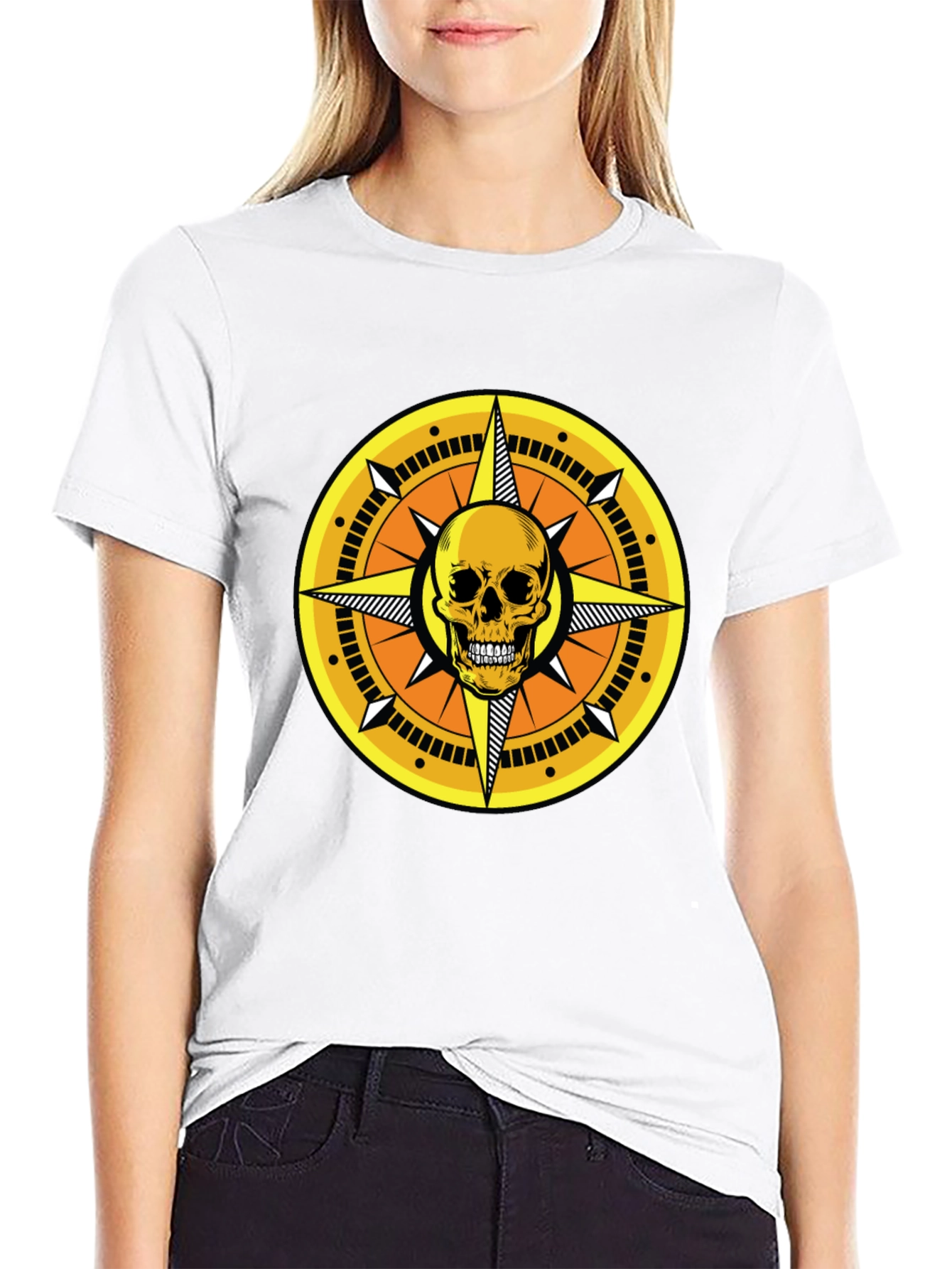 Skull Compass Graphic Tee - Stylish Mens Black T-Shirt