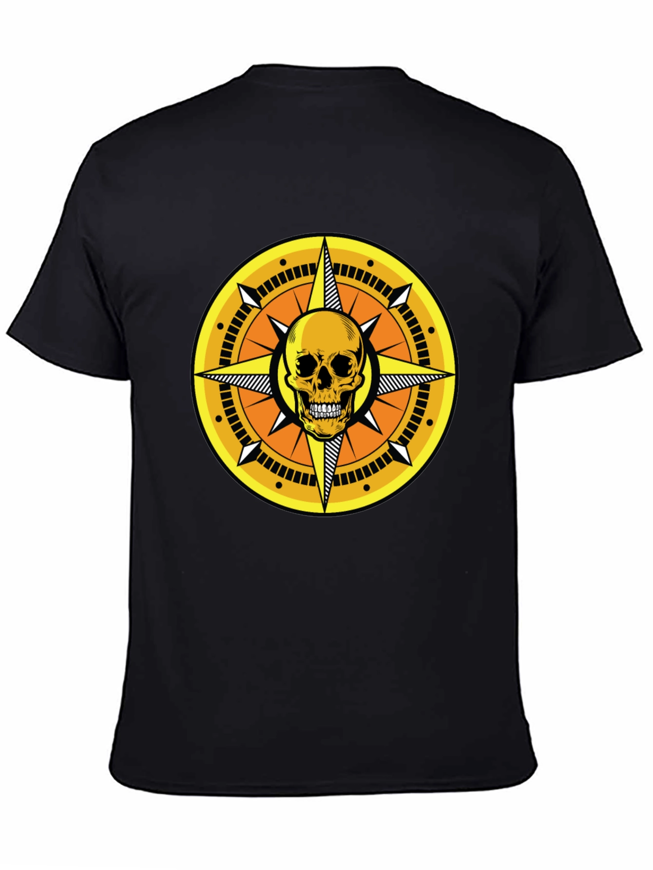 Skull Compass Graphic Tee - Stylish Mens Black T-Shirt