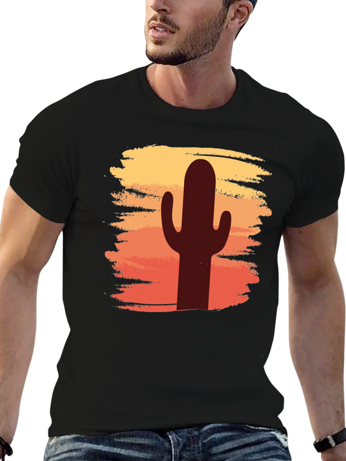 Cactus Sunset Graphic T-Shirt - Desert Vibes Tee