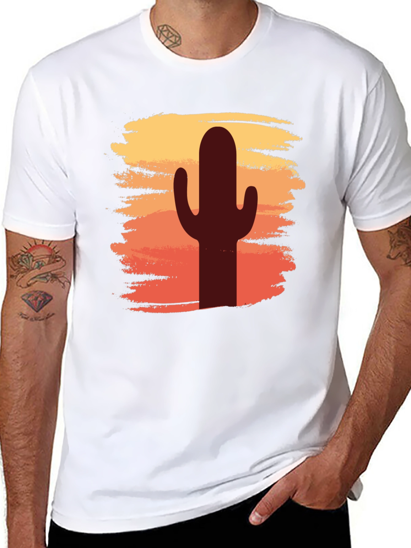 Cactus Sunset Graphic T-Shirt - Desert Vibes Tee
