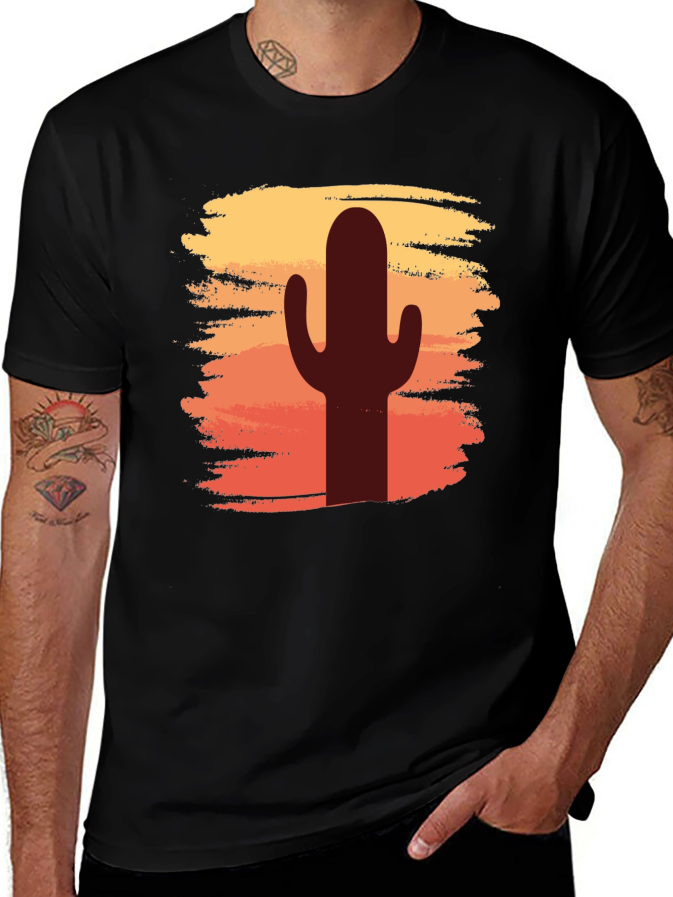 Cactus Sunset Graphic T-Shirt - Desert Vibes Tee