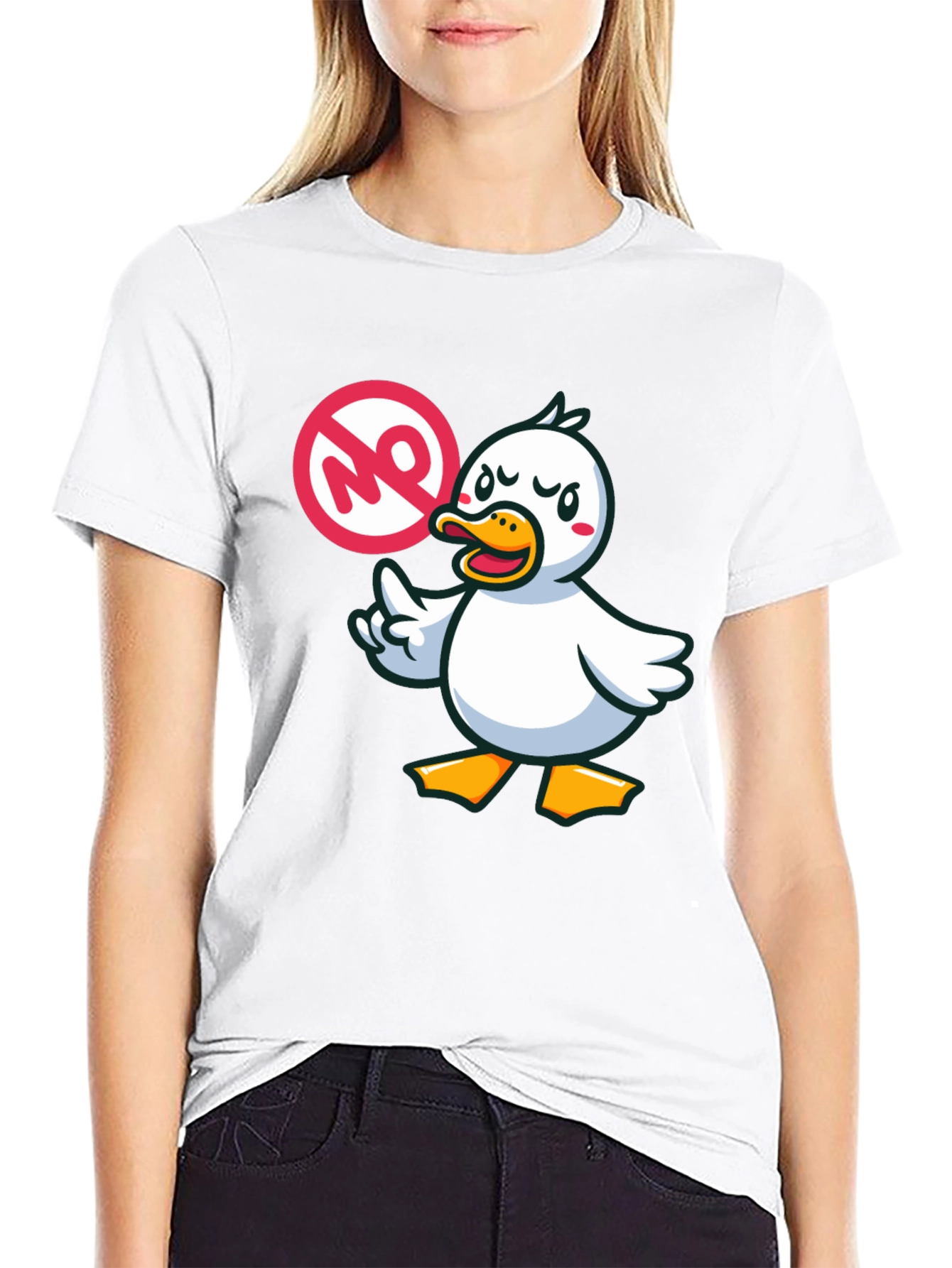 No Duck Zone Graphic Tee - Black Cotton Shirt