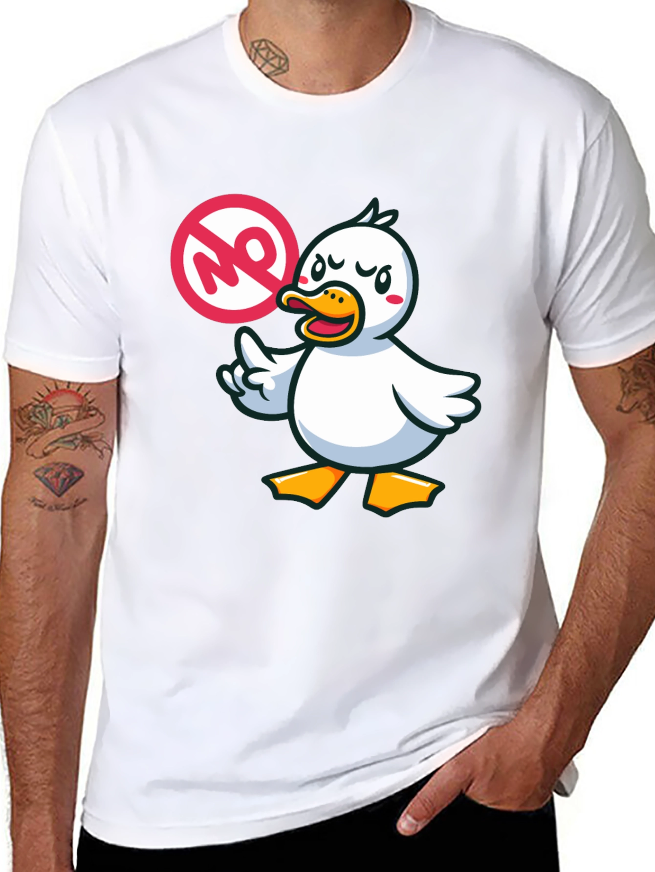 No Duck Zone Graphic Tee - Black Cotton Shirt