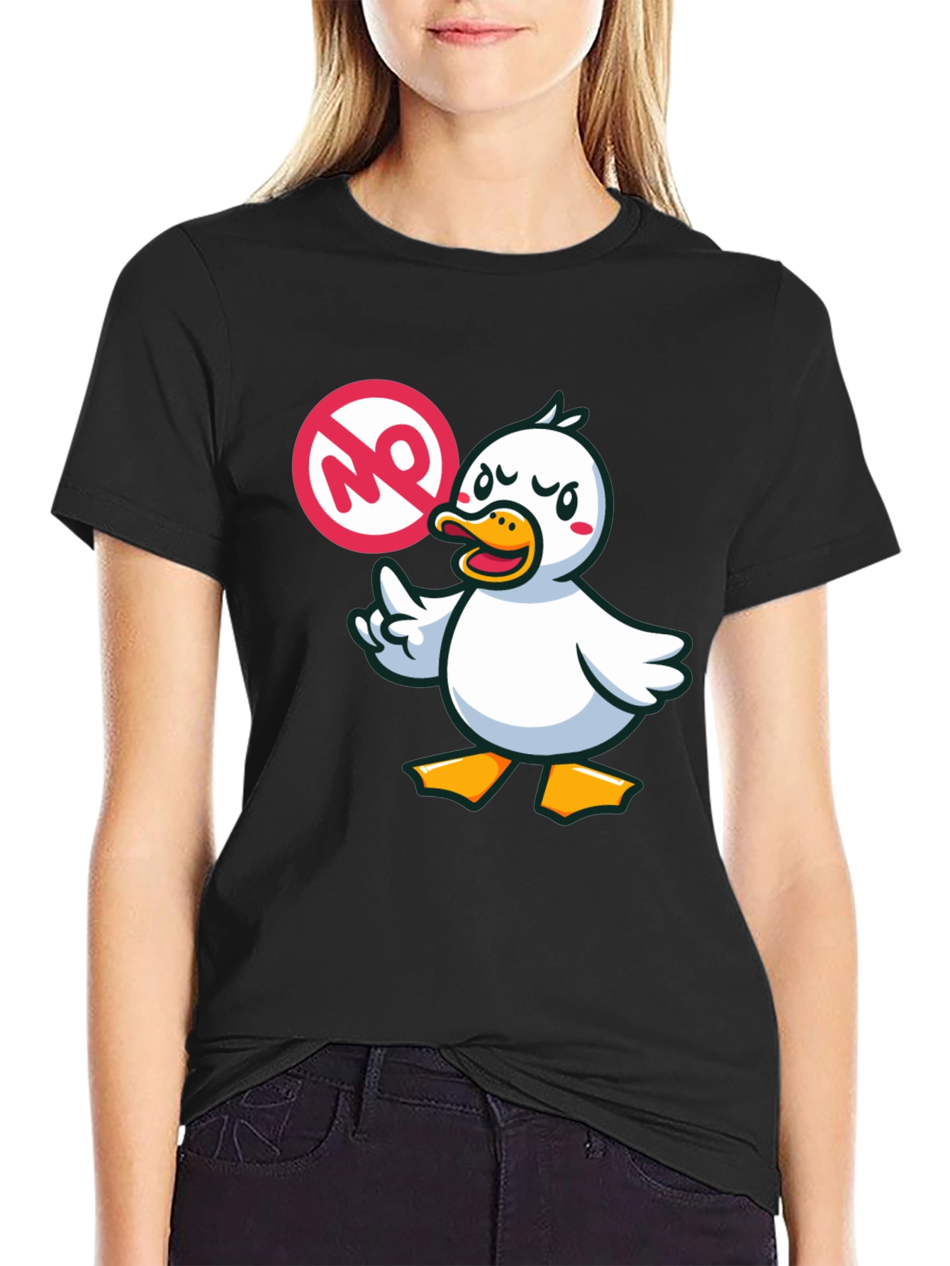 No Duck Zone Graphic Tee - Black Cotton Shirt