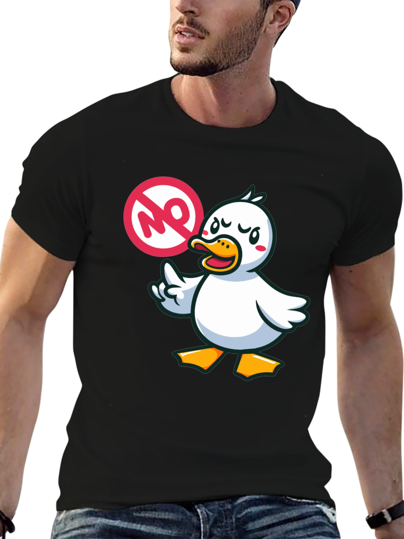 No Duck Zone Graphic Tee - Black Cotton Shirt