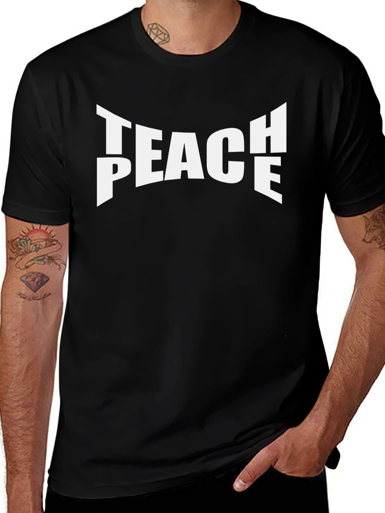 Teach Peace Graphic T-Shirt - Black Cotton Tee