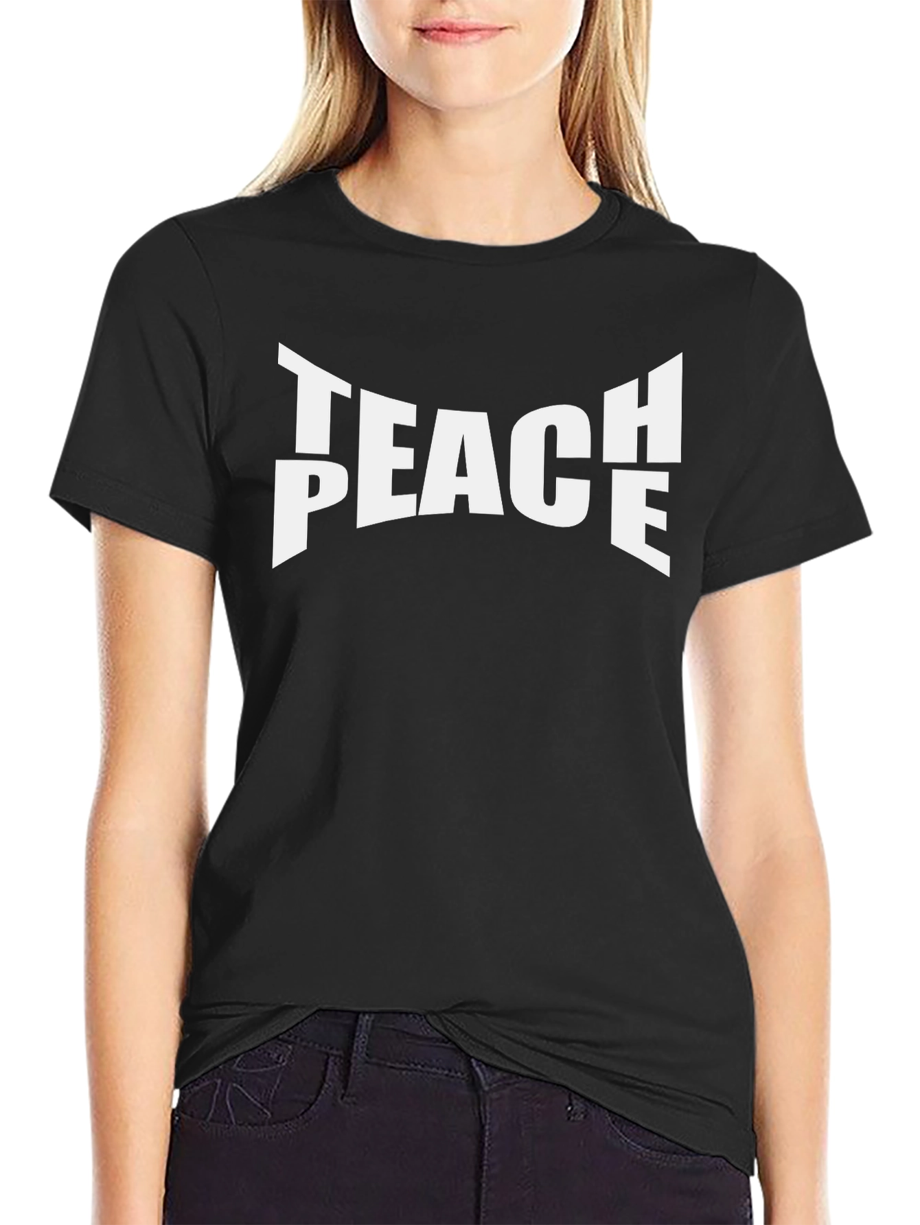 Teach Peace Graphic T-Shirt - Black Cotton Tee