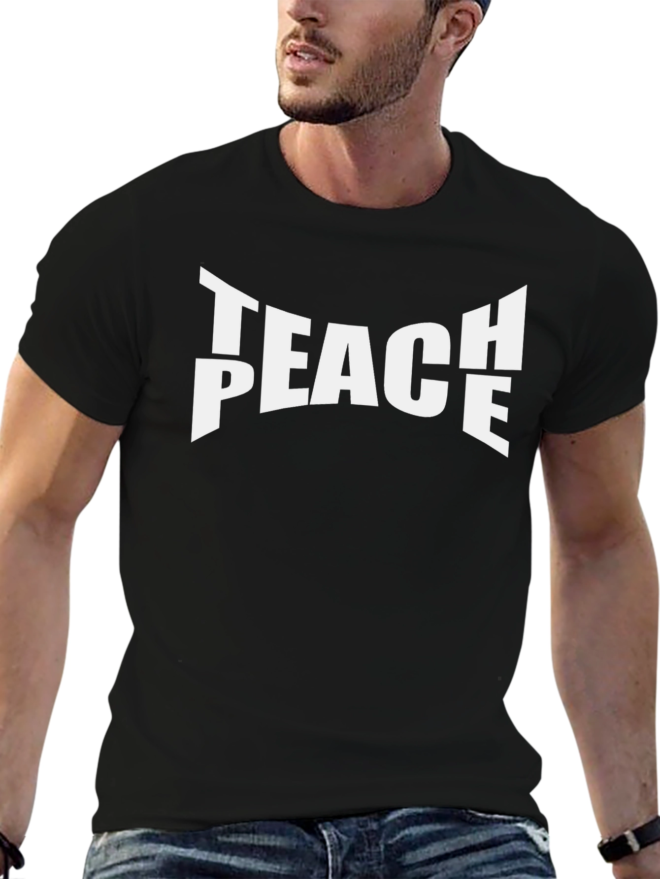 Teach Peace Graphic T-Shirt - Black Cotton Tee